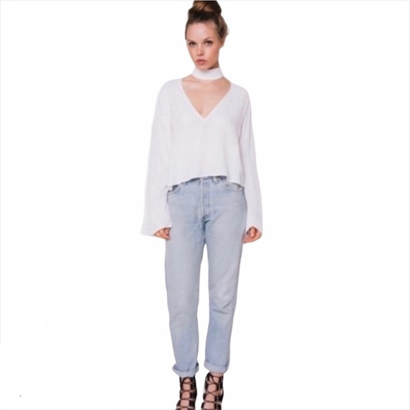 Flynn Skye Memphis Choker Neck White Top Sz M - Picture 10 of 11